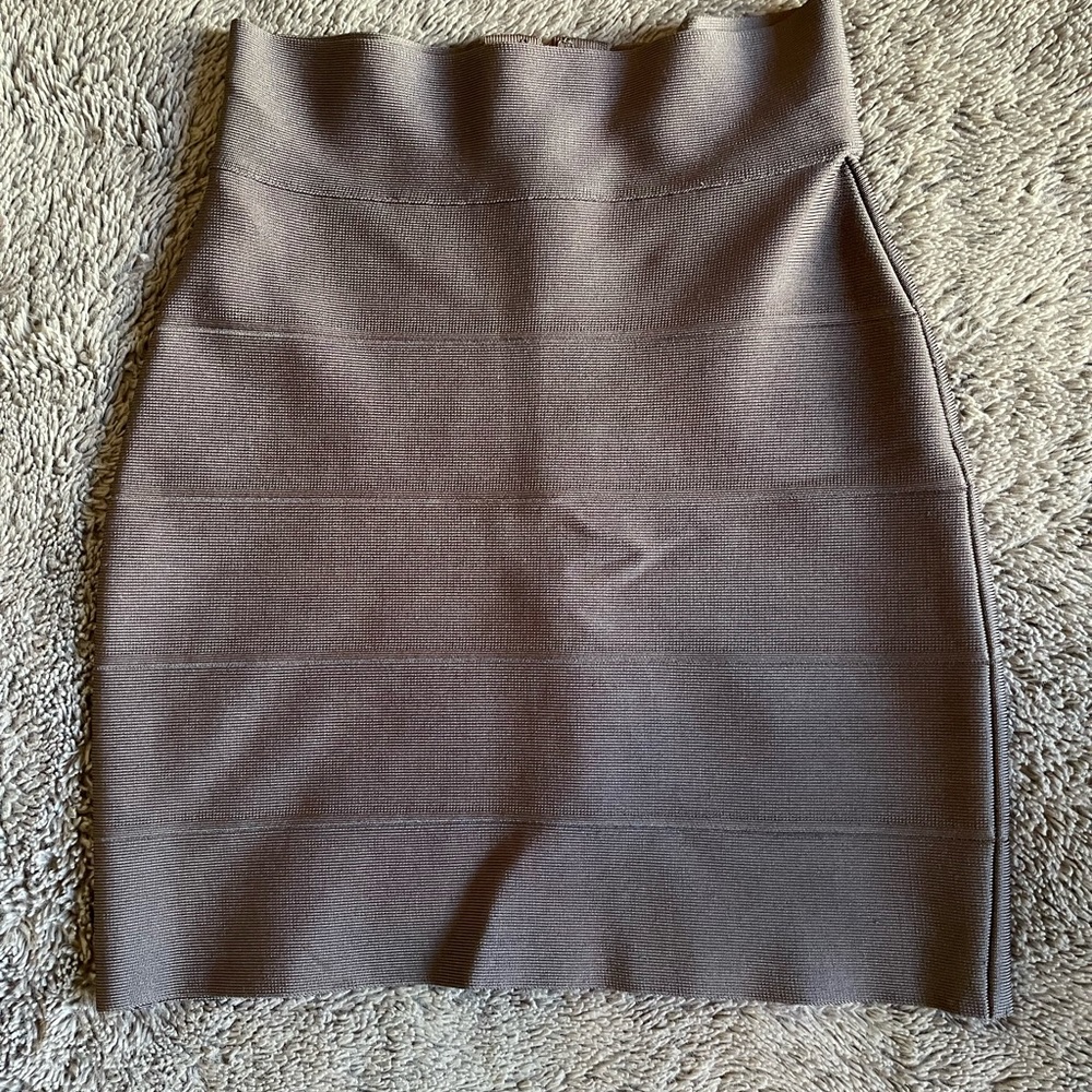 Herve Leger Brown Knit Mini Skirt, XS
